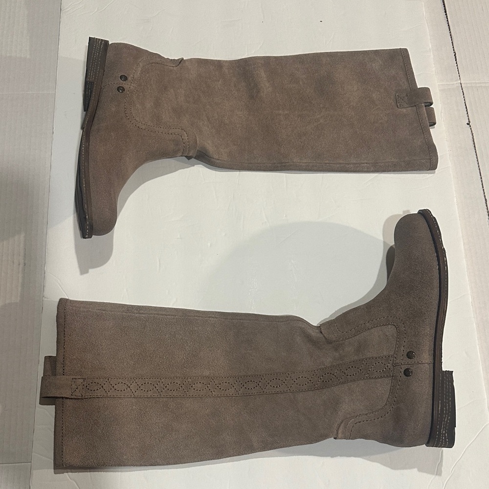 ORBT Putney light Brown tan leather Knee-High Boots with pull tabs side design - Picture 2 of 13